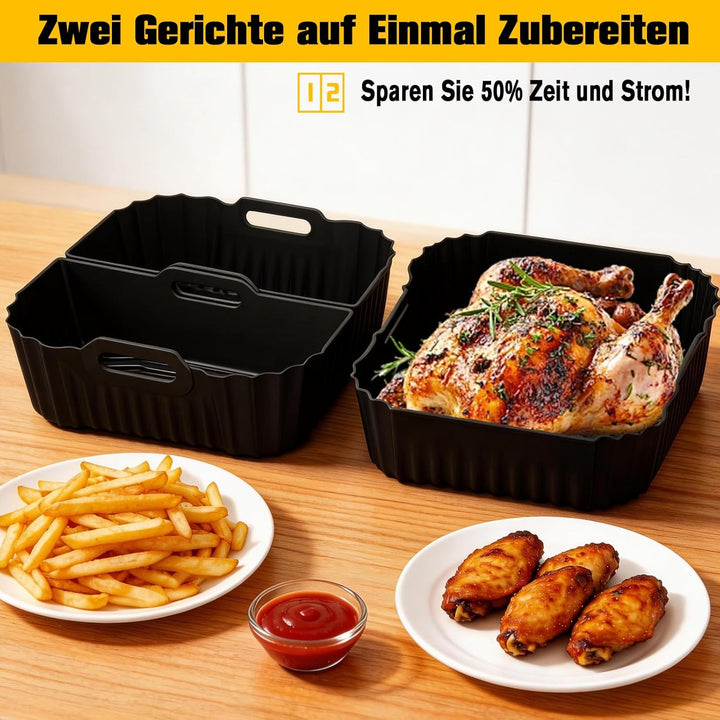 Silikonform Heissluftfritteuse für Ninja MAX PRO 6,2L, 3 Stk Airfryer Zubehör für Ninja 4,7L Wiederv