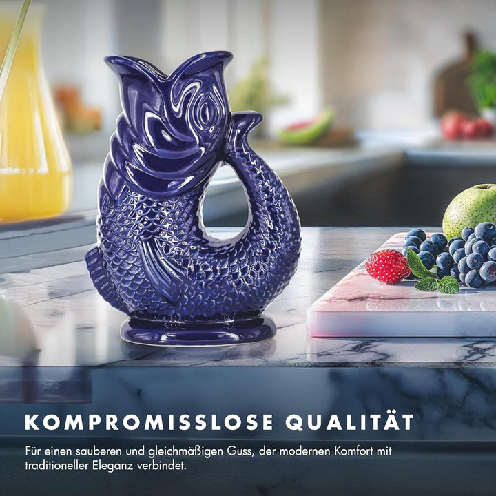 Bubble Jug | Wasserkaraffe | Keramikkrug in Fischform | 1,5 L | Salbeigrün Salbeigrün 1.5L, Salbeigr