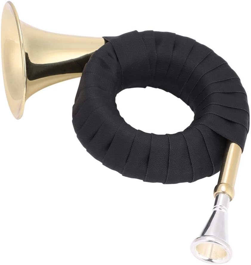 Bb Jagdhorn, Messing Jagdhorn Mini leichte tragbare Horn Messing Instrument Set mit Aufbewahrungstas