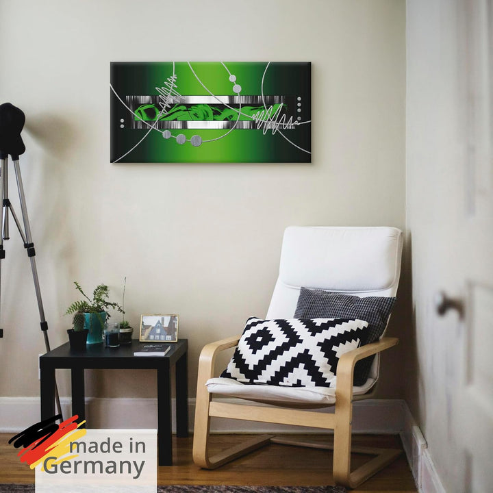 ARTland Leinwandbilder Wandbild Bild auf Leinwand Silber abstrakt auf Grün Abstrakte Motive Gegensta