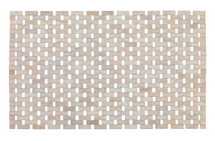 WENKO Badematte Bamboo Weiss - Unterseite rutschhemmend, Bambus, 50 x 80 cm, Weiss, Weiss
