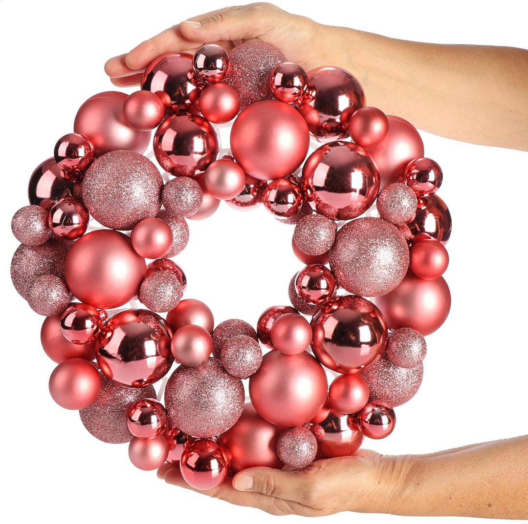 com-four® Türkranz Weihnachten - Adventskranz mit verschiedenen Christbaumkugeln in schönen Farben Ø
