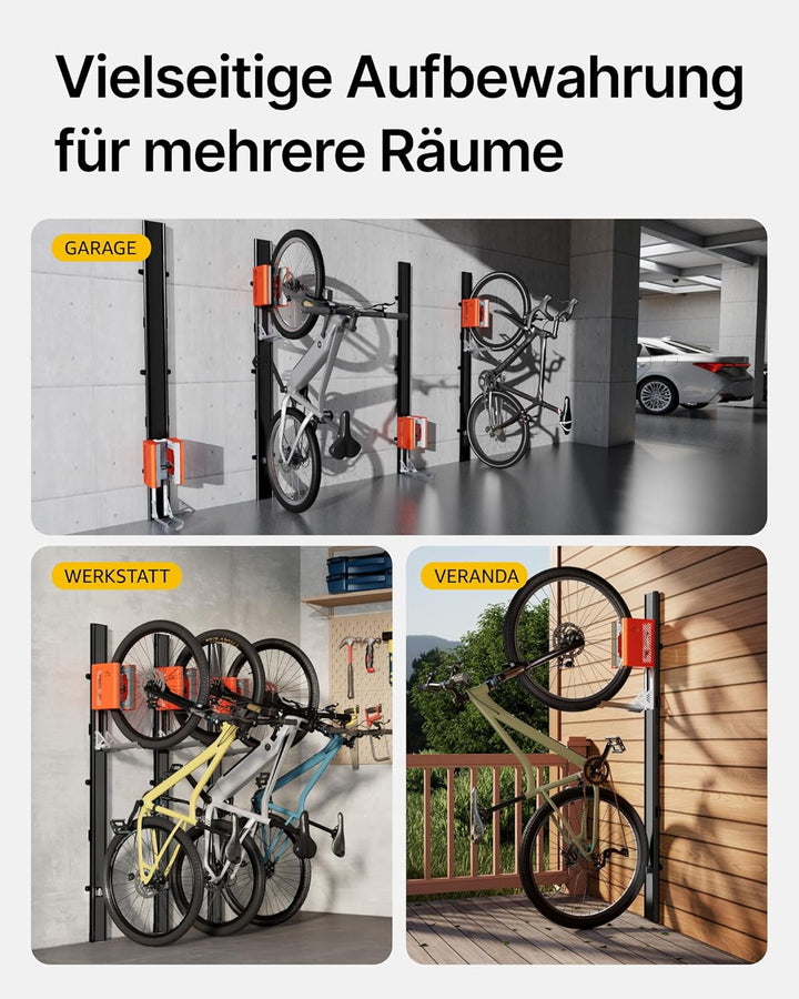 monTEK Automatischer Fahrradlift – Vertikaler Fahrradträger für schwere Fahrräder (bis 32 kg) – Einf