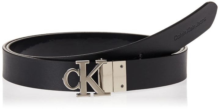 Calvin Klein Jeans Damen Mono Hardware REV 25MM Grtel, Black/Fashion Black, 80 cm
