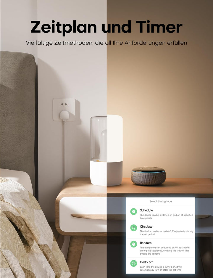 Maxcio Smart Steckdose Modul mit Strommessung 16A 3680W, Stromzähler Steckdose mit Zeitschaltuhr, St