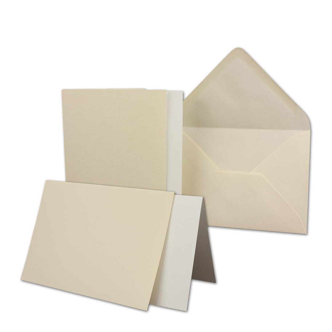 75x Karten-Set DIN B6-12 x 17 cm - 120 x 170 mm - Falt-Karten mit Brief-Umschlägen &amp; Einlege-Blätter