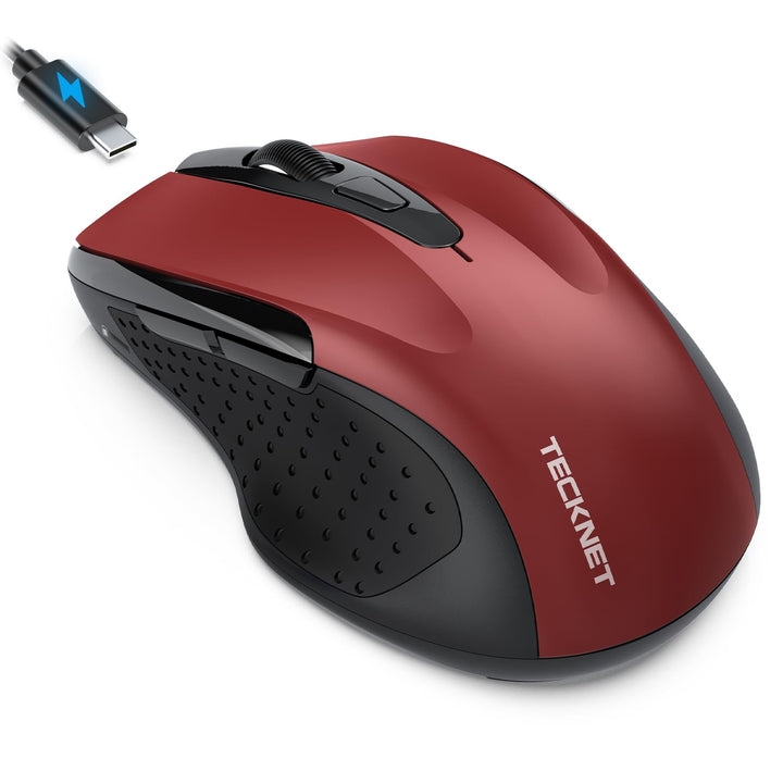TECKNET Bluetooth Maus mit Jiggler, Wiederaufladbare Maus Kabellos(DREI Modi: BT 5.0/3.0 + 2.4G), 48