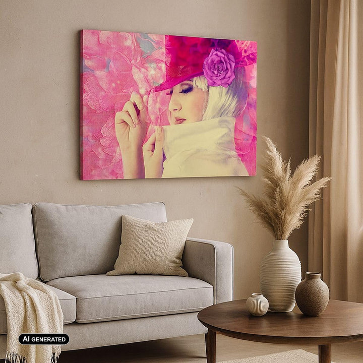 Bilder auf Leinwand 100x70cm Leinwandbild weiblich Blumen- Blume Mode Gross Wanddeko Bild Schlafzimm