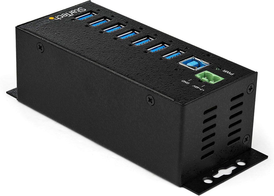 StarTech.com USB 3.0 Hub (7-Port, Din-Rail, Industrielle Anwendung, externes Netzteil, Überspannungs