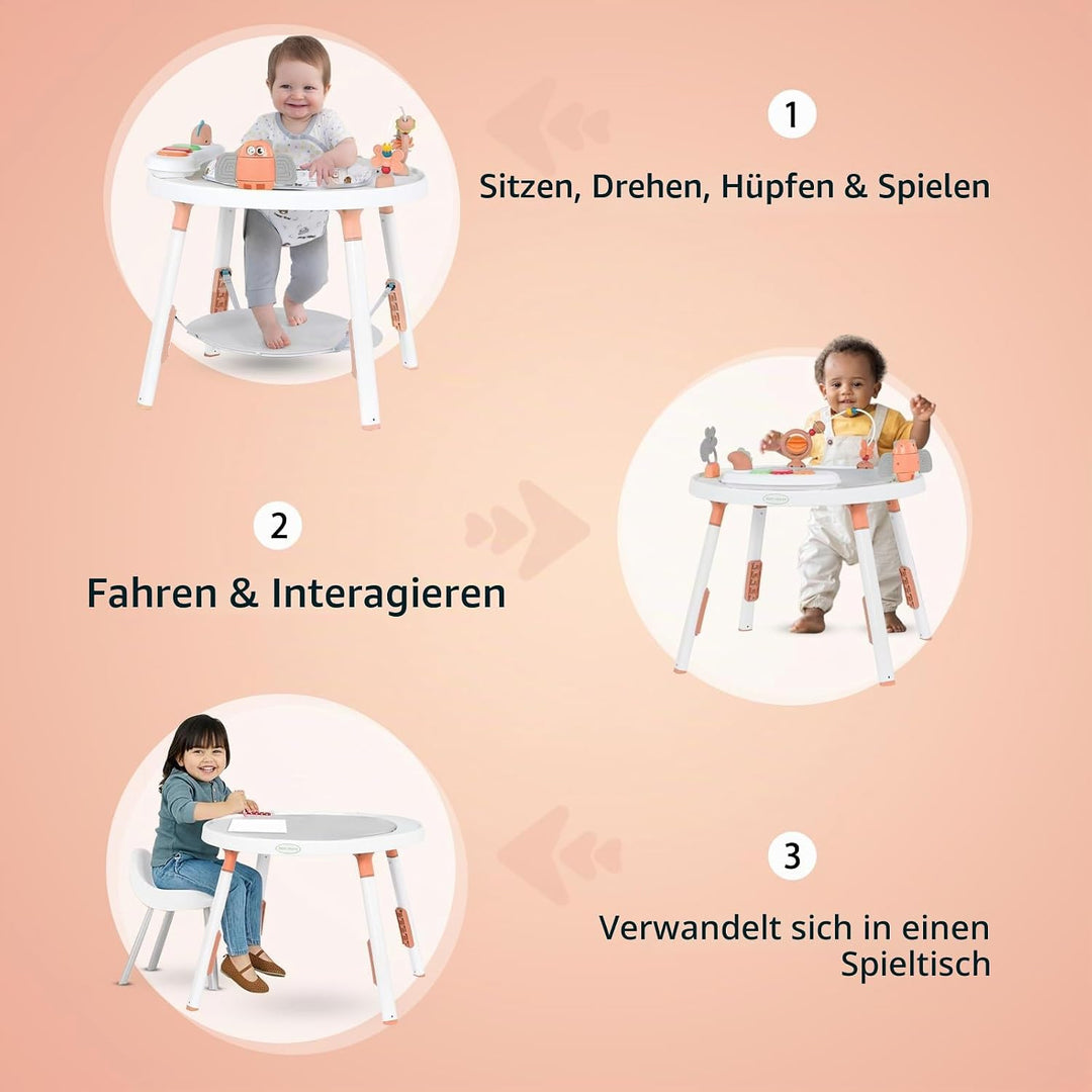UBRAVOO Baby-Aktivitätszentrum, 3-in-1 Baby Lauflernhilfe mit abnehmbaren Spielzeugen und 360° Drehb
