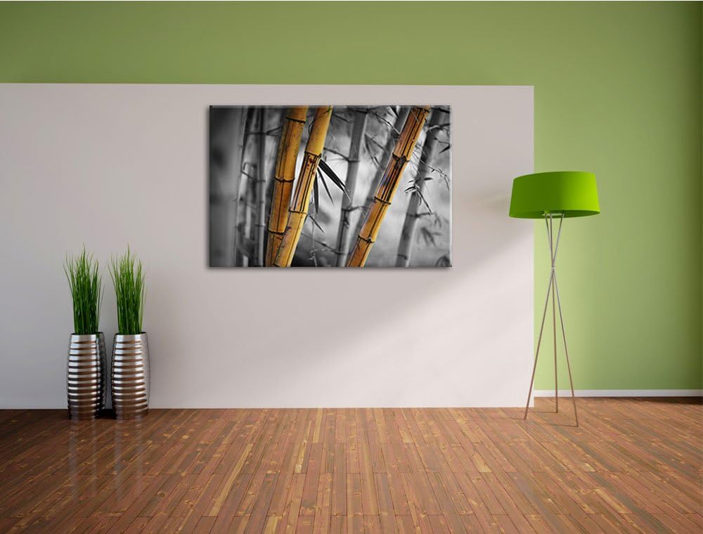 alter rustikaler Bambus schwarz/weiss Format: 100x70 auf Leinwand, XXL riesige Bilder fertig gerahmt