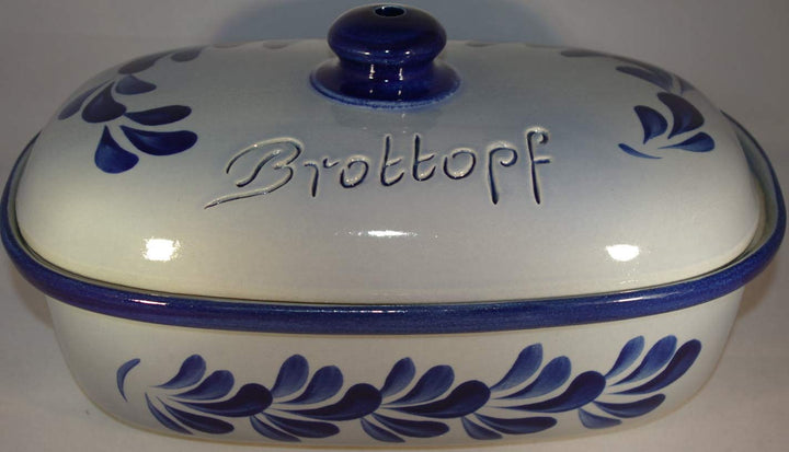 Brottopf 30 cm grau-blau Oval, Steinzeug Westerwald