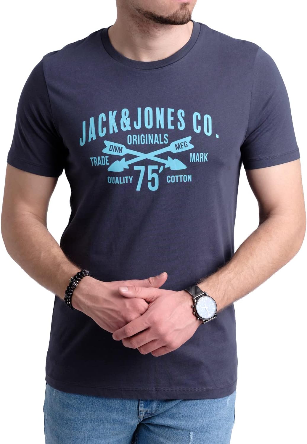 JACK & JONES Herren 5er-Set T-Shirts in verschiedenen Styles, Prints und Farben aus Baumwolle S Irin