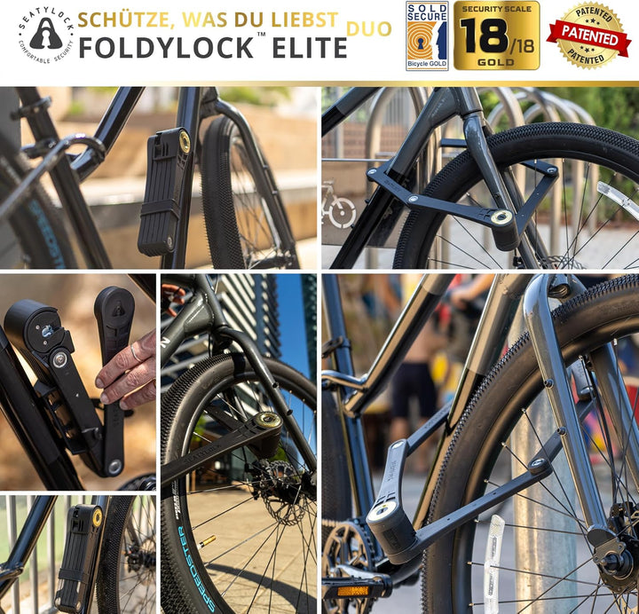 FoldyLock Elite 2x Fahrradschloss mit Schlüssel – Patentiertes Faltschloss Set mit Halterung - Tests