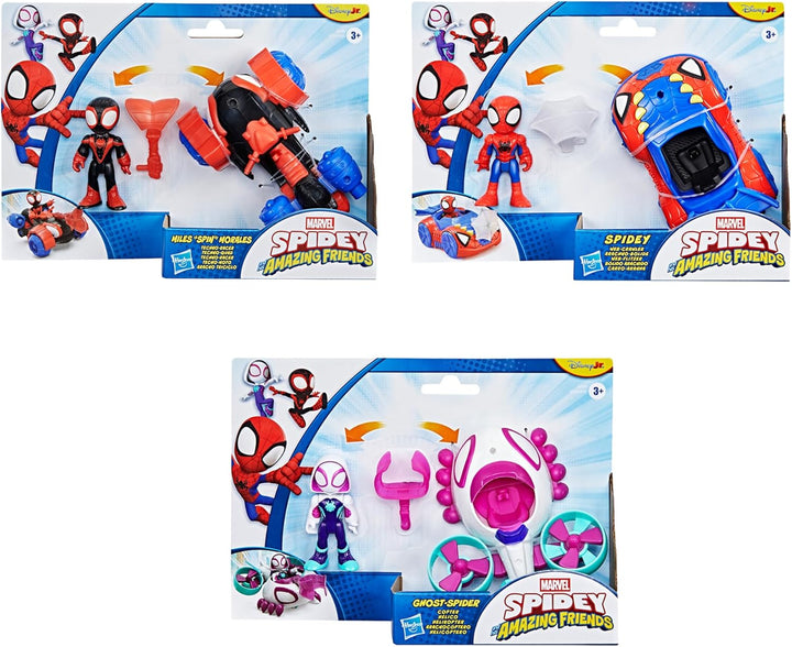 Marvel Spidey und Seine Super-Freunde Figuren- und Fahrzeugset 3er-Pack, 3 bewegliche Figuren (7,6 c