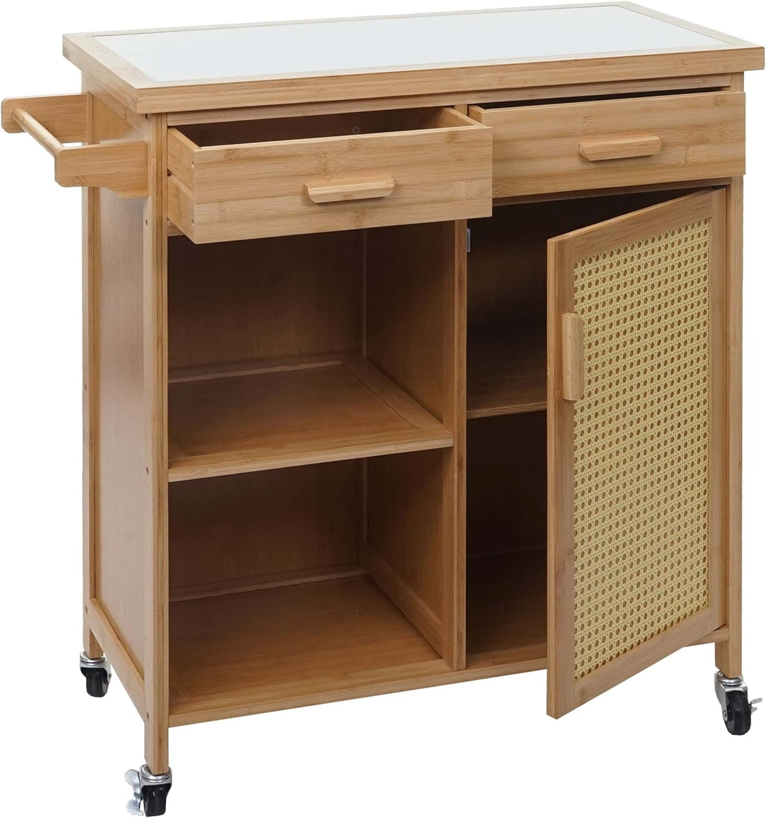 Mendler Servierwagen HWC-K11, Küchenwagen Barwagen Rollwagen, Griff Schublade Arbeitsplatte 85x84x36