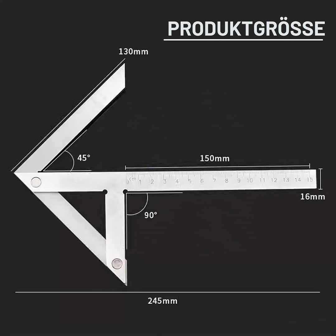 150 X 130 mm Zentrierwinkel Mittenfinder, Mittelmarkierungslehre Winkelmessgerät Zentrierwinkelsuche