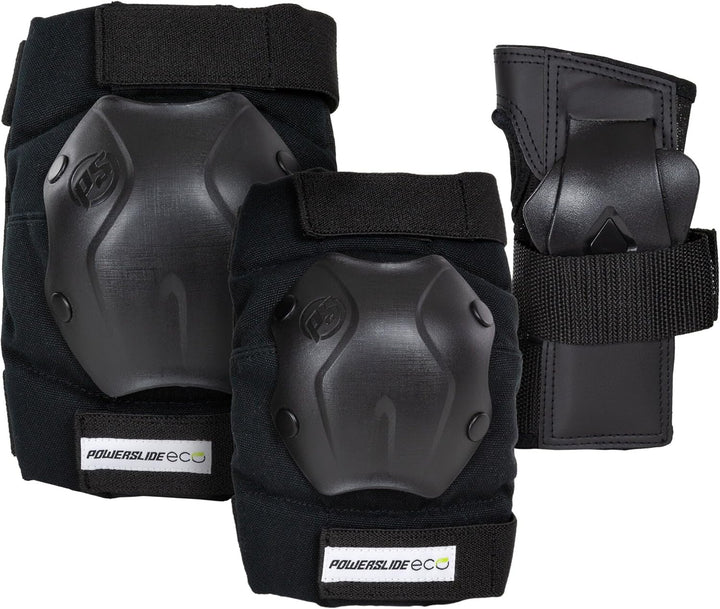 Powerslide Schützer Set, Standard Eco in Schwarz für Inline Skates, Roller Skates und Skateboards, P