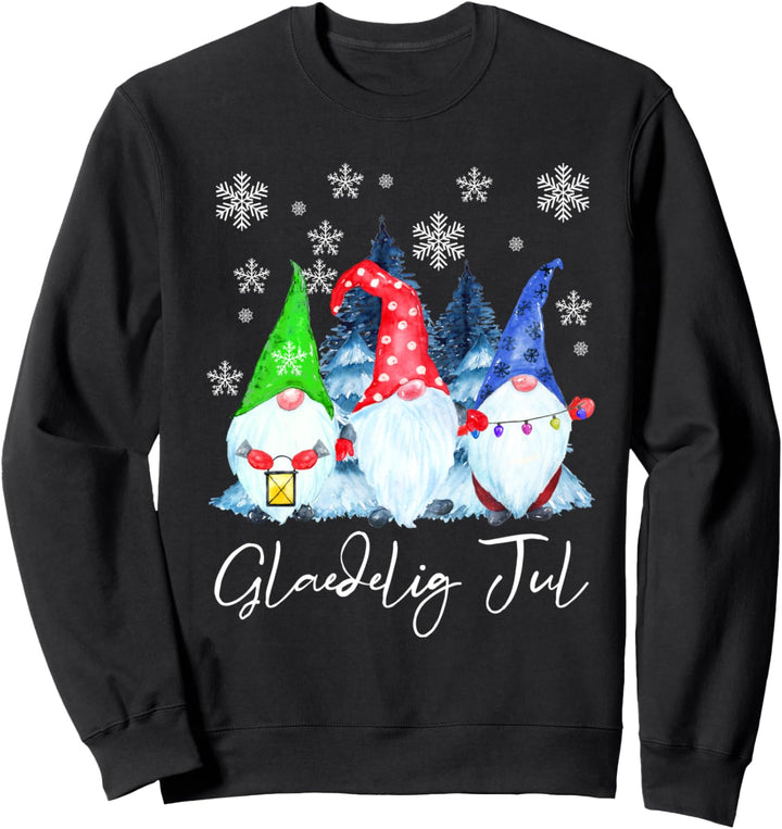 Glaedelig Jul Nordische Zwerge Tomte Nisse Dänische Sweatshirt