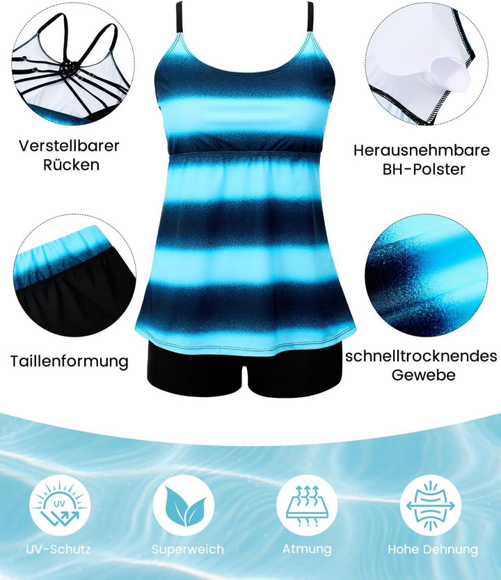 Durio Badeanzug Damen Bauchweg Frau Bademode Badeanzüge Tankinis Tankini mit Hotpants Badebekleidung