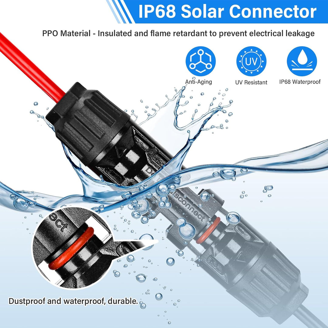 Solar Crimpzange Set für 2.5/4/6mm² PV Kabel,14 Paar Kabelstecker,12 Paar Männlich/Weiblich Stecker