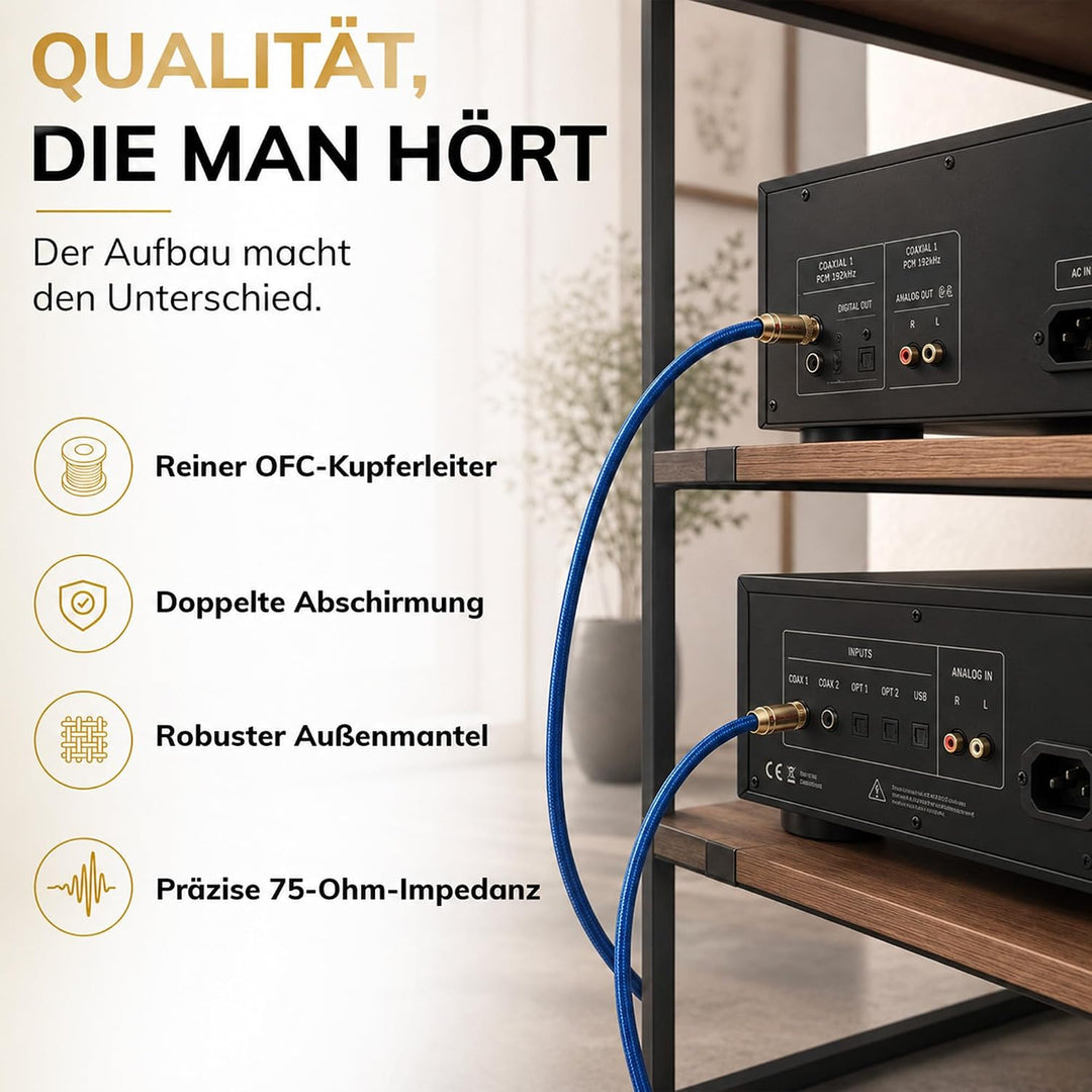 Oehlbach NF 113 DI 1500 - Digitales Audio-Cinchkabel - Hochwertiges S/PDIF Koaxialkabel, Mehrfach Sc