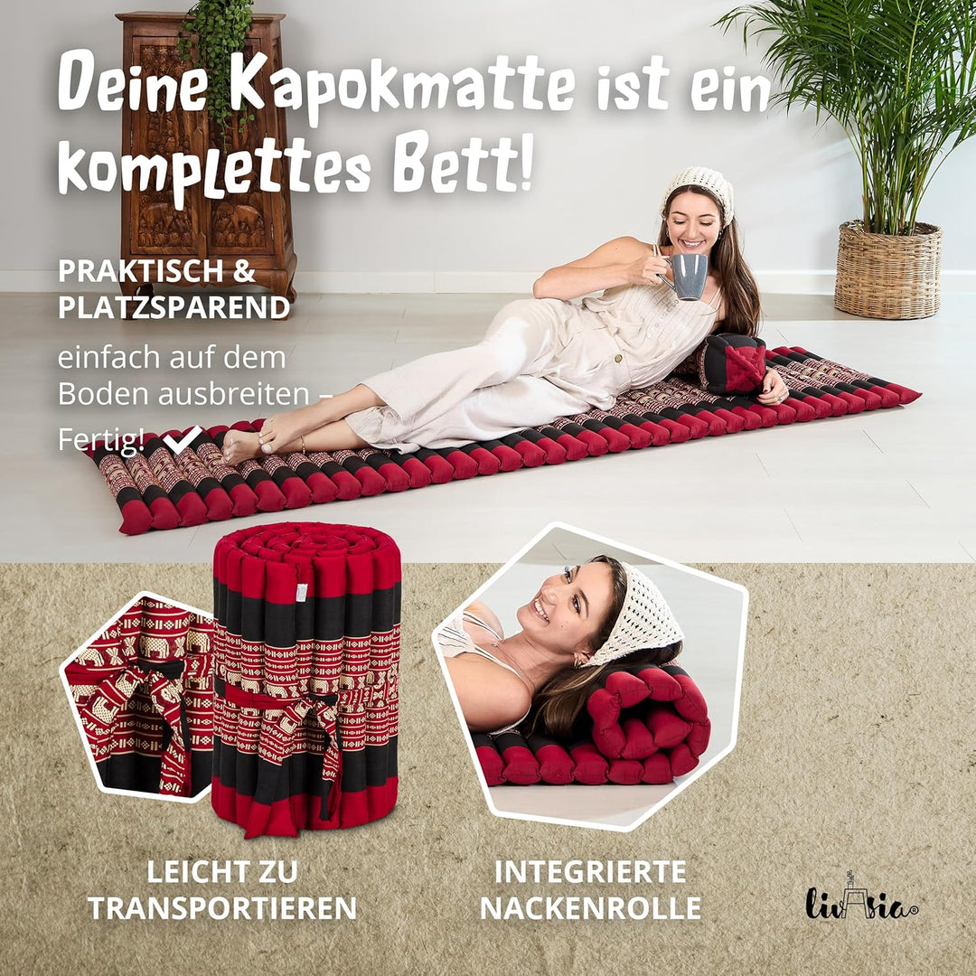 livasia Rollmatte Rollmatratze L-200x110x4,5cm, Gästebett Gästematratze 1 Person, Reisebett Kofferra