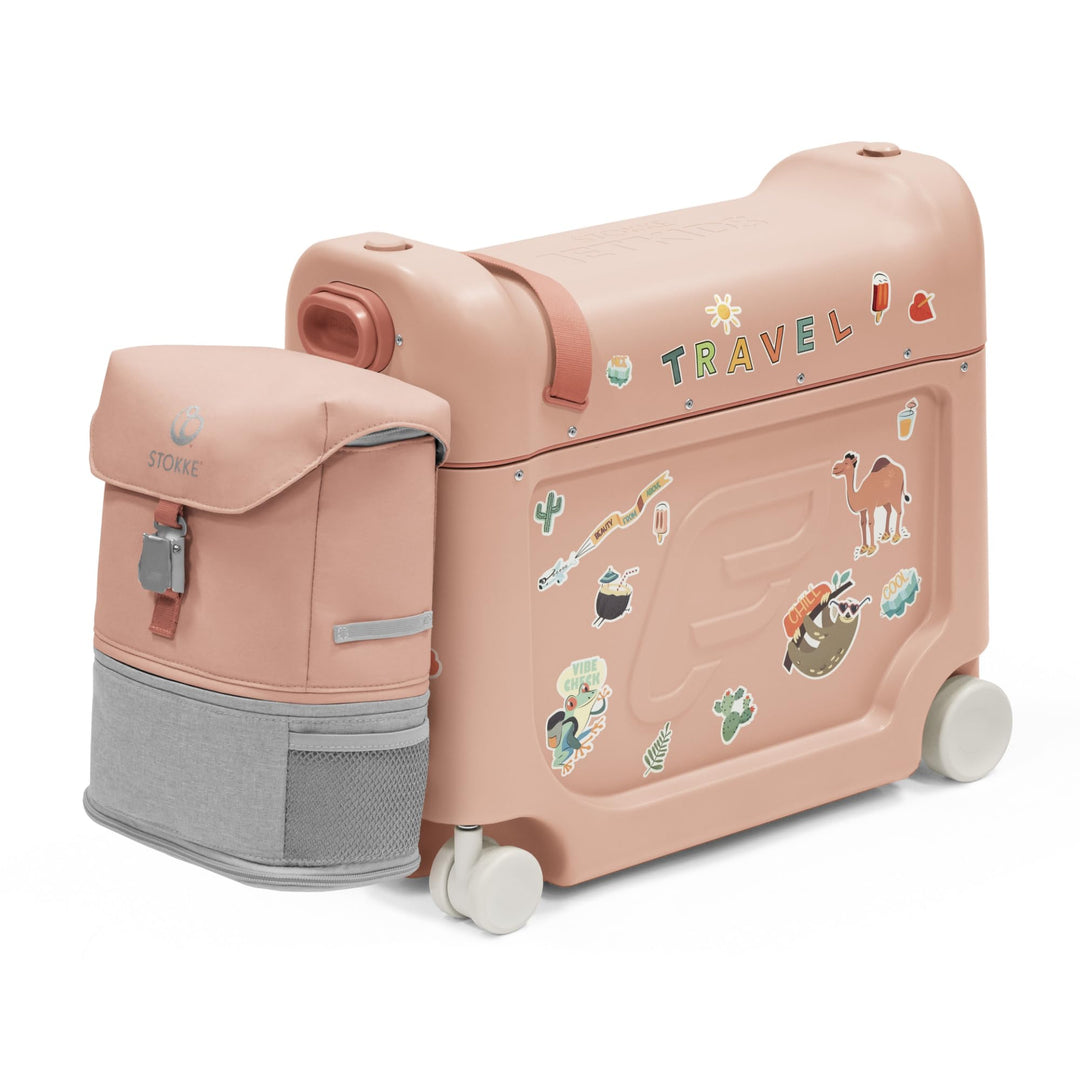 Stokke JetKids Travel Bundle, Coral Pink - Enthält den BedBox Aufsitzkoffer & das Backpack - Ideal f