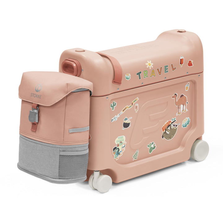 Stokke JetKids Travel Bundle, Coral Pink - Enthält den BedBox Aufsitzkoffer & das Backpack - Ideal f