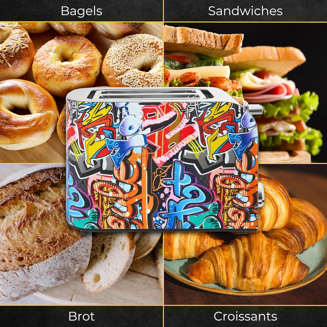 TOAST 3010 G | Toaster 2 Scheiben mit Brötchenaufsatz | 7 Leistungsstufen | 850 W | Auftau-, Aufwärm