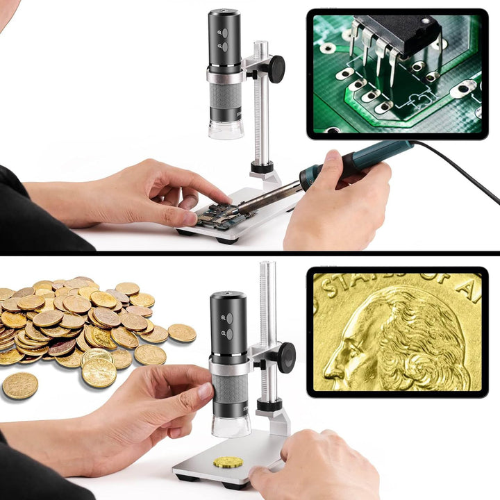 Cainda 4K 3840x2160p WiFi Digital Mikroskop Kamera mit justierbarem Metallständer, drahtloses tragba