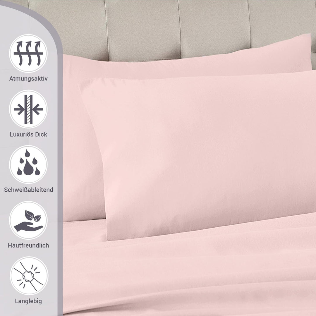 Pizuna Luxuriöser Soft-Satin 2er Pack Kissenbezug 40 x 80 cm Helles Rosa, 800 Fadenzahl Baumwolle Qu