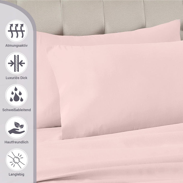 Pizuna Luxuriöser Soft-Satin 2er Pack Kissenbezug 40 x 80 cm Helles Rosa, 800 Fadenzahl Baumwolle Qu