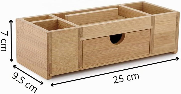 Schreibtisch-Organizer aus Bambus | Aufbewahrung, aufgeräumter Desktop für Büro, Zuhause | Holz-Orga