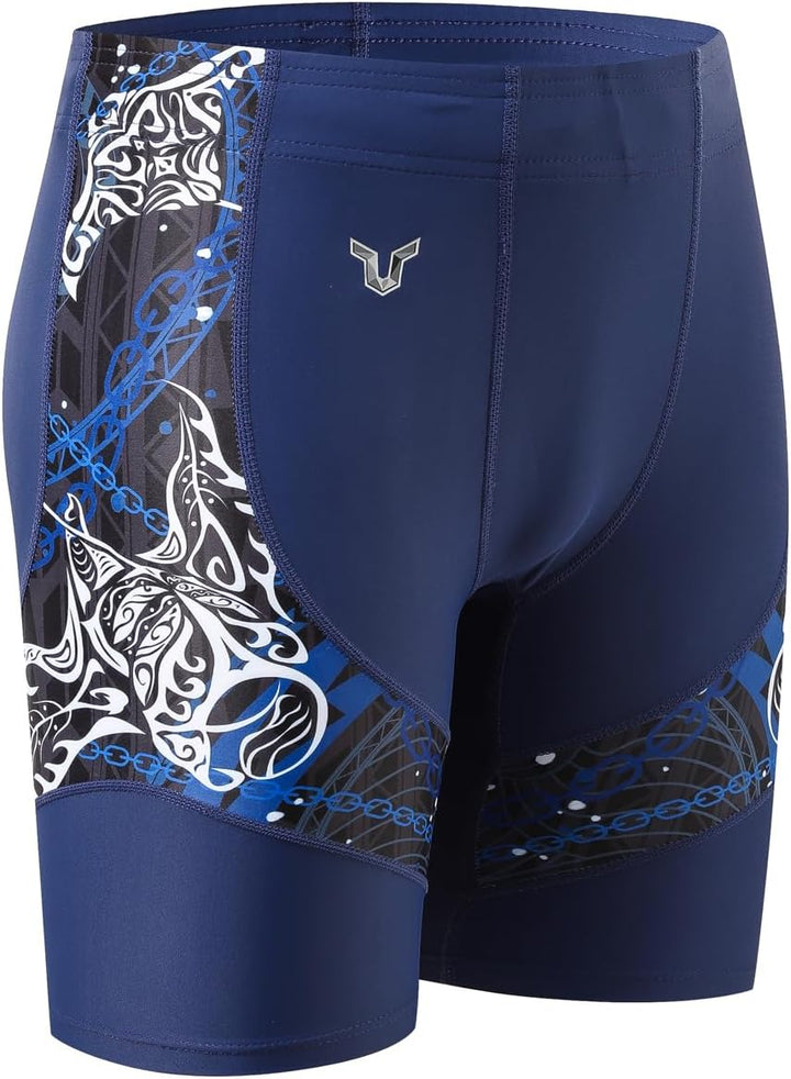 HUGE SPORTS Herren Splice Schwimmhose Kompression Jammer Lang Wilde Serie S Teufelsfische, S Teufels
