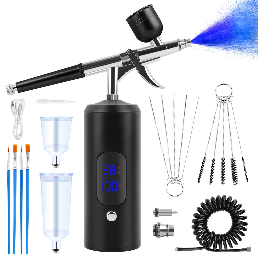 Kalolary 38PSI Airbrush-Set mit Kompressor, Mehrzweck Kabelloser Hochdruck-Kompressor Wiederaufladba