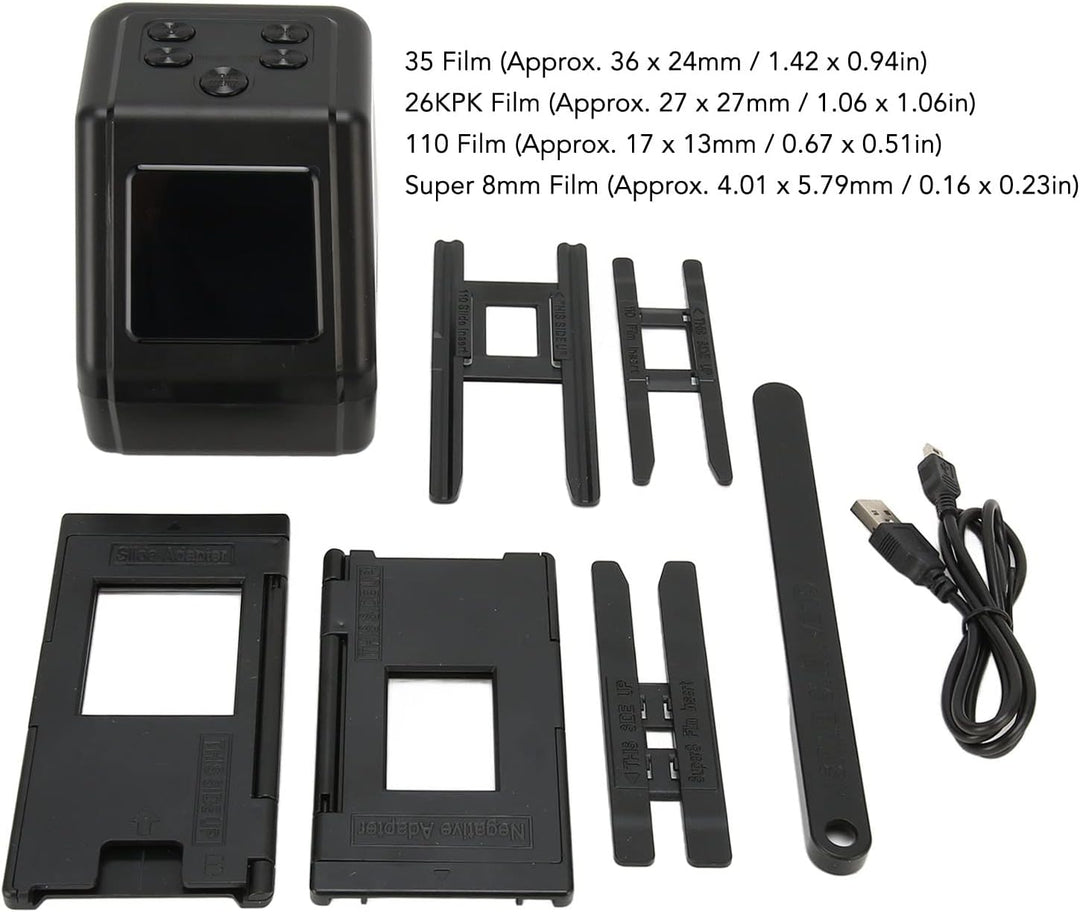 Film- und Diascanner, All-in-One-12M-Digitalfilmscanner mit 2-Zoll-LCD-Bildschirm, Konvertiert 135 1