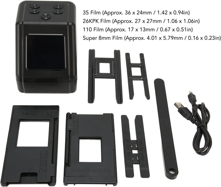 Film- und Diascanner, All-in-One-12M-Digitalfilmscanner mit 2-Zoll-LCD-Bildschirm, Konvertiert 135 1