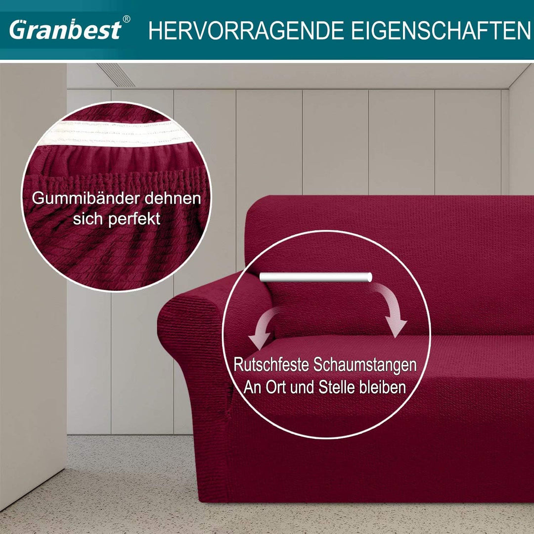Granbest Dicke Sofabezug 3 Siter Stretch und Stilvolle Couchbezug Möbelbezüge Anti Rutsch Kratzfest