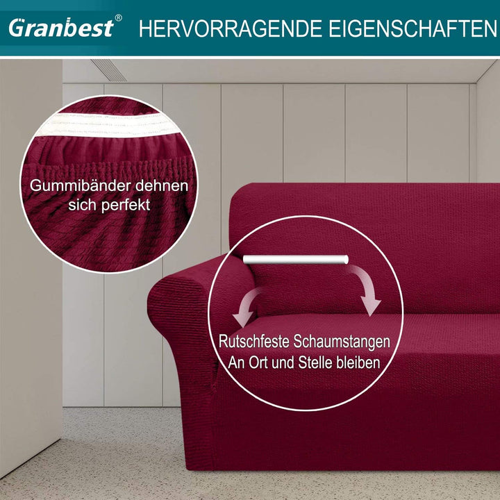 Granbest Dicke Sofabezug 3 Siter Stretch und Stilvolle Couchbezug Möbelbezüge Anti Rutsch Kratzfest