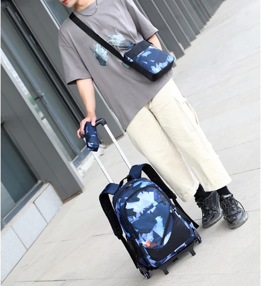 SYDARSYN Trolley Rucksäcke Rollen Rucksack Schulranzen mit 6 Rädern Kinder Schulrucksack Reisen für