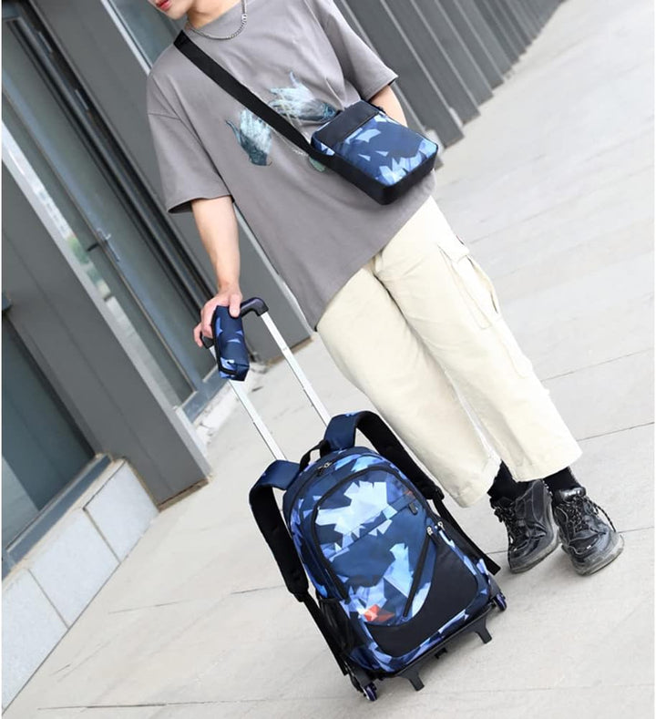 SYDARSYN Trolley Rucksäcke Rollen Rucksack Schulranzen mit 6 Rädern Kinder Schulrucksack Reisen für