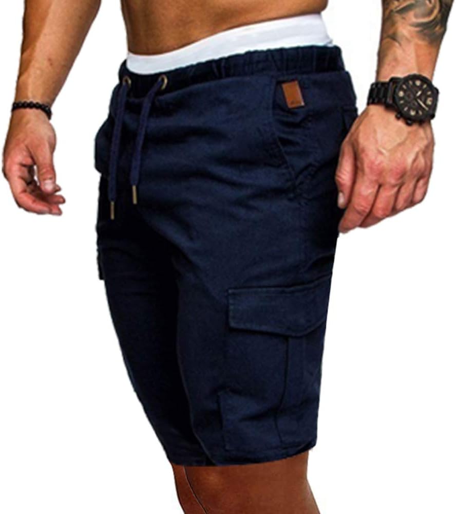 Cindeyar Herren Shorts Sommer Chino Jeans Kurze Hosen Stretch Jogger Cargo Shorts Slim-Fit S 175dunk