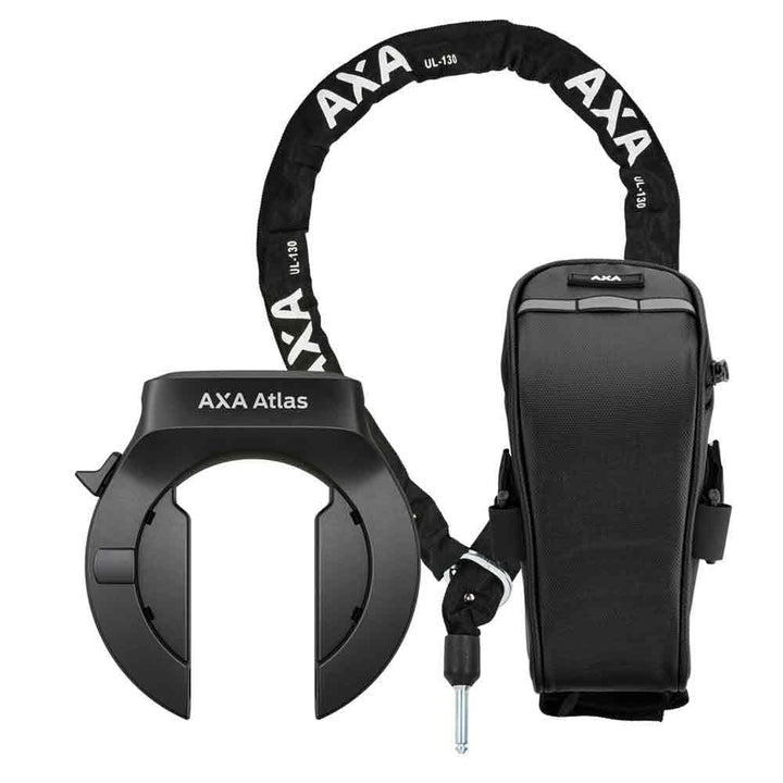 AXA Atlas Retractable + ULC 130 Einsteckkette + Satteltasche – Rahmenschloss Set – Sicherheitsstufe