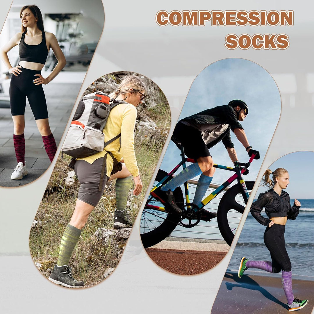 LEOSTEP Kompressionsstrümpfe für Männer und Frauen (6 Paar) – Kompressionssocken für Alltag, Reise,