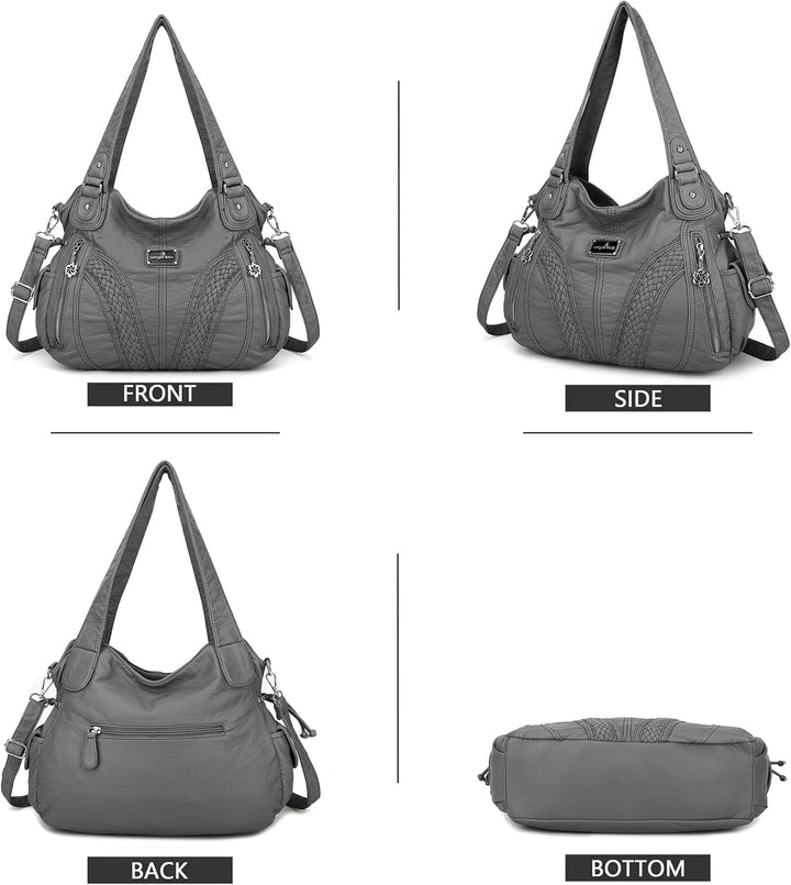 AngelKiss Handtasche Damen Schultertasche Multifunktionale Umhängetaschen Wasserdicht PU Veganes Led