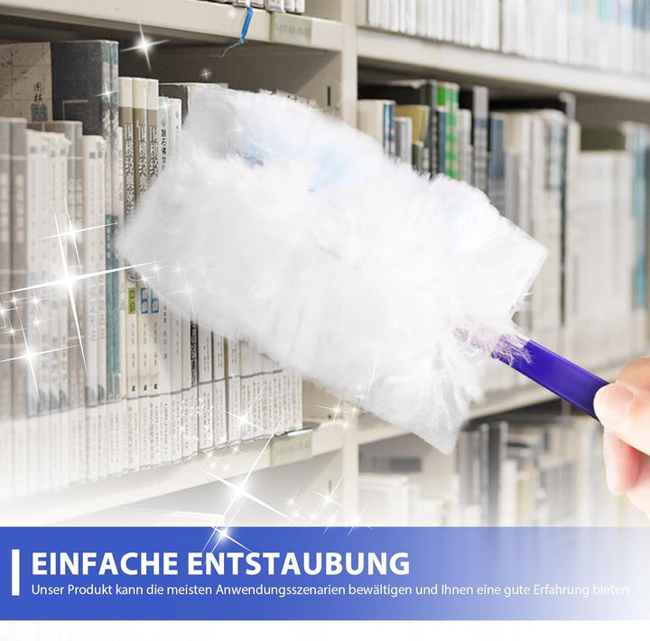50 Stück Staubmagnet Staubwedel Nachfüllpack für Swiffer, Mikrofaser Staubwischer mit 1 Handgriff vo
