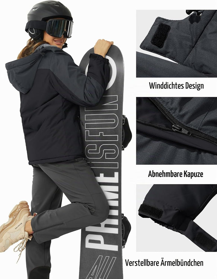 MAGCOMSEN Winterjacke Damen Softshell Funktionsjacke Wasserabweisende Outdoor Ski Jacke Fleece Windd