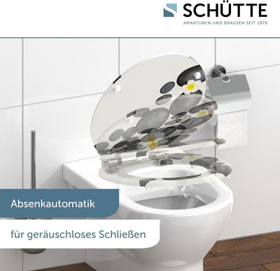 SCHÜTTE WC-Sitz STONE mit Absenkautomatik aus Holz | Toilettensitz mit Klodeckel | Holzkern Toilette