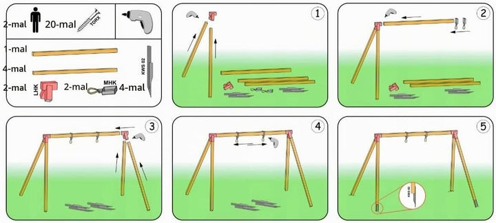 TRIBECCO Bausatz zum BAU Einer Spielplatzschaukel, Gartenschaukel, Kinderschaukel | Hergestellt in d